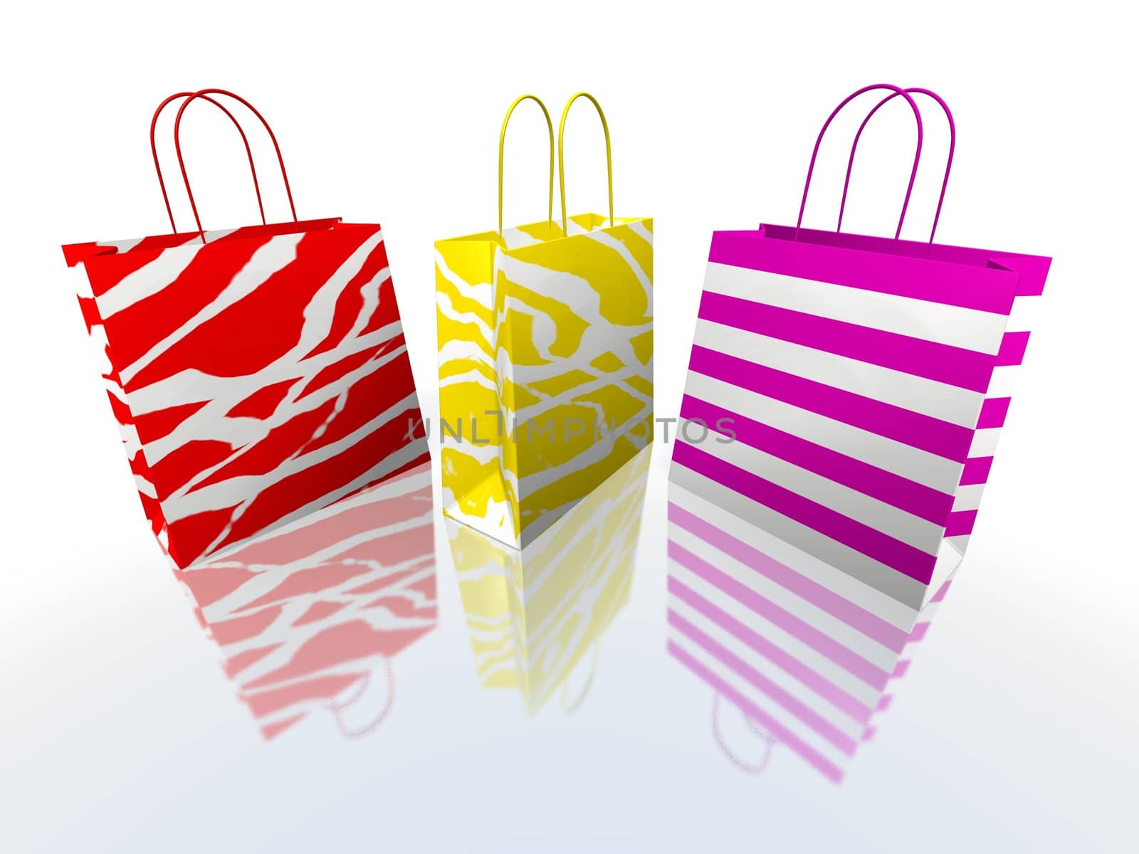 a 3d rendering of some shopping bags
