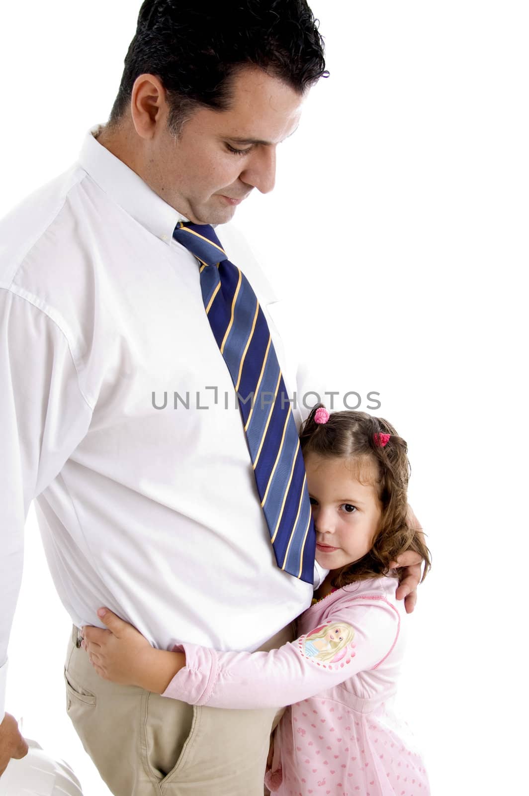 little girl holding his father