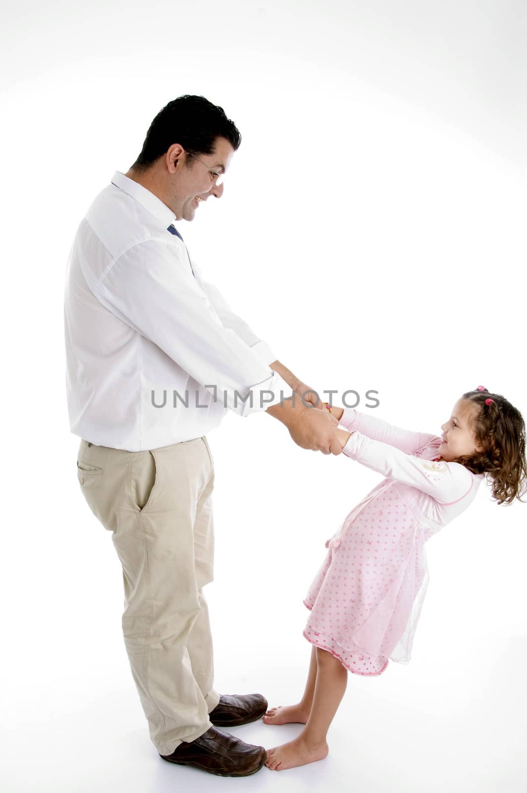 father playing with cute little girl