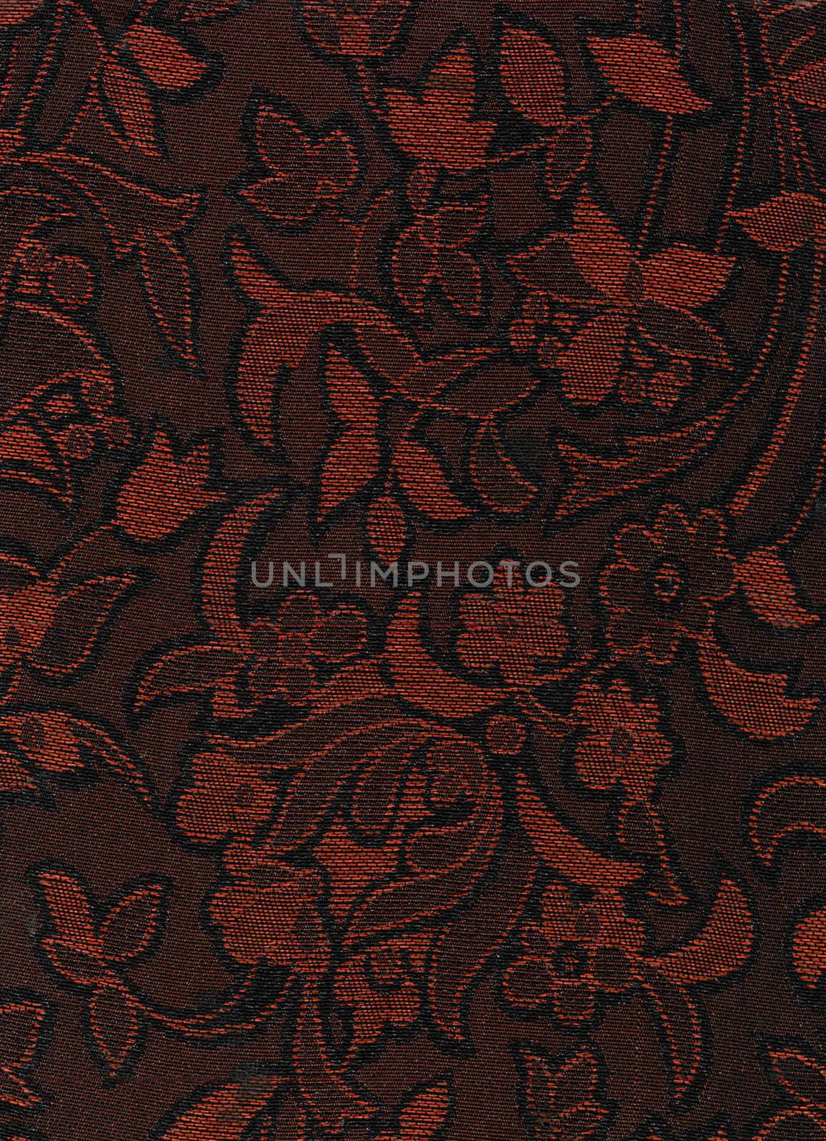 Black and red colored flower textile texture