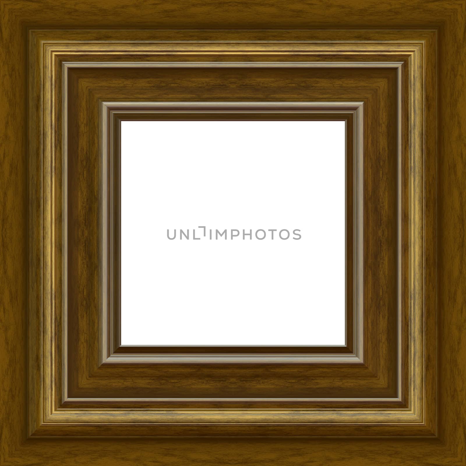 A fancy wooden photo frame border with copy space.  Clipping path is included for the white center area.