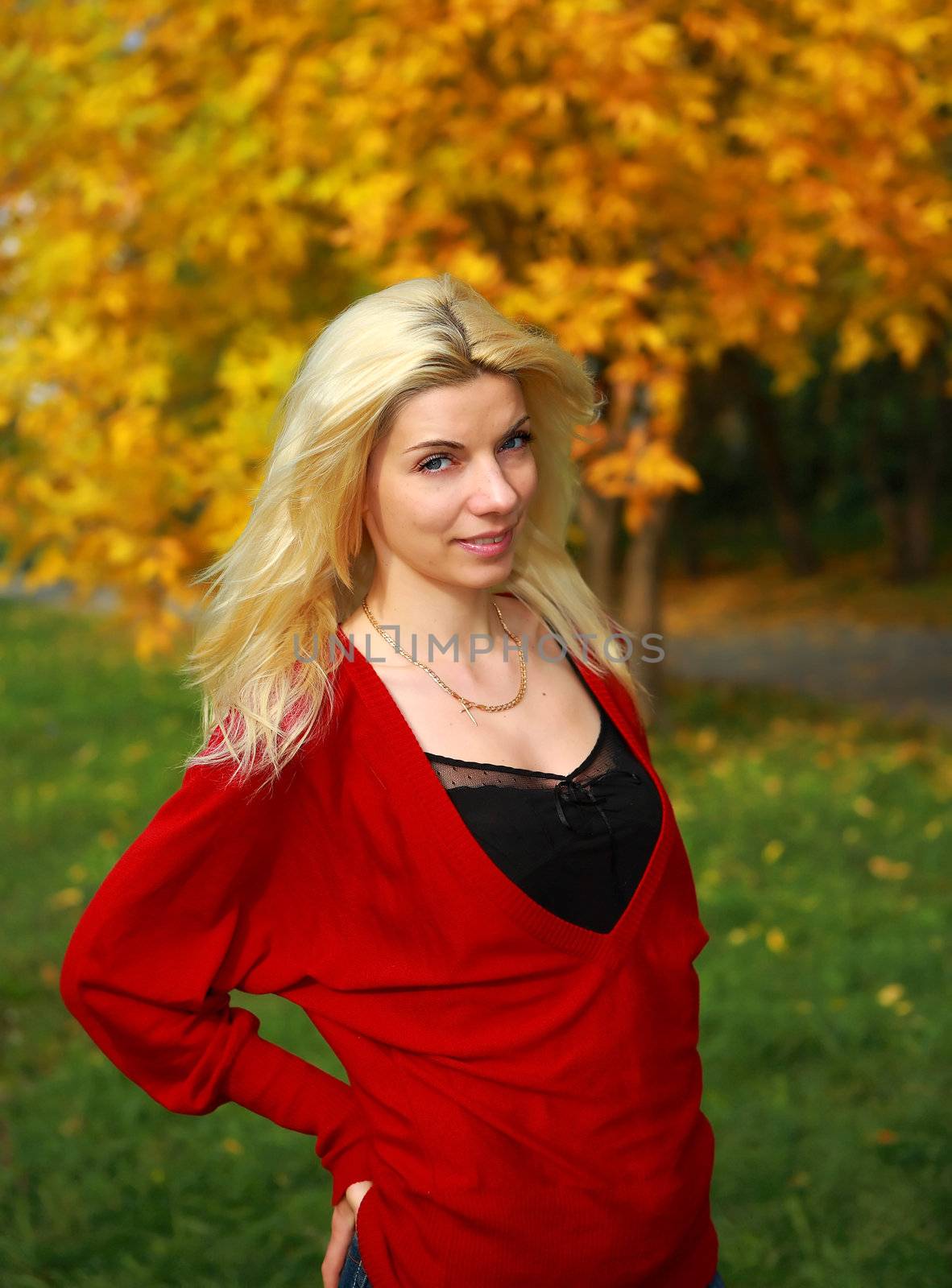 blond autumn woman