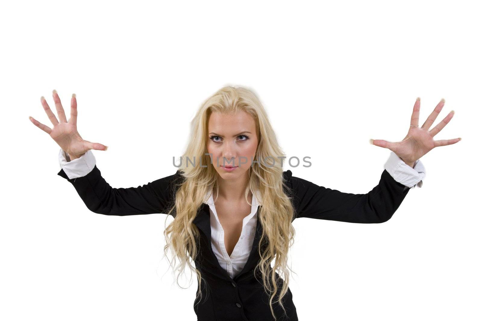 scary businesswoman on isolated background