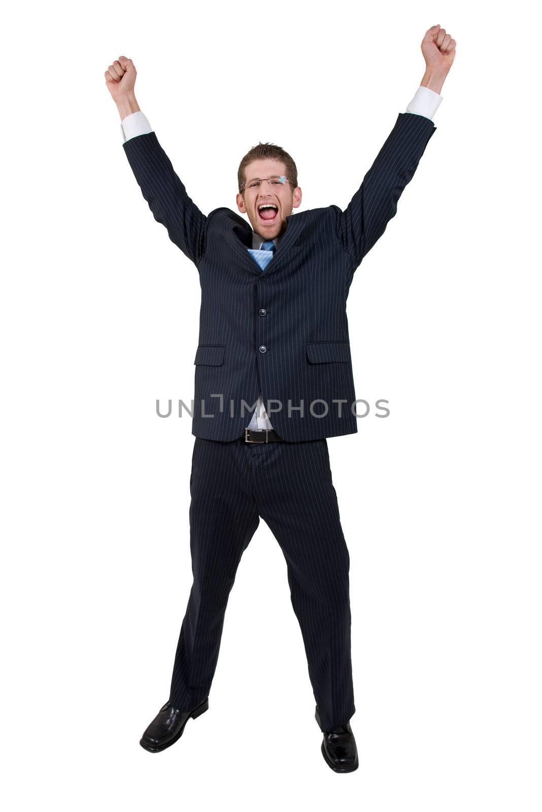 happy businessman on isolated background