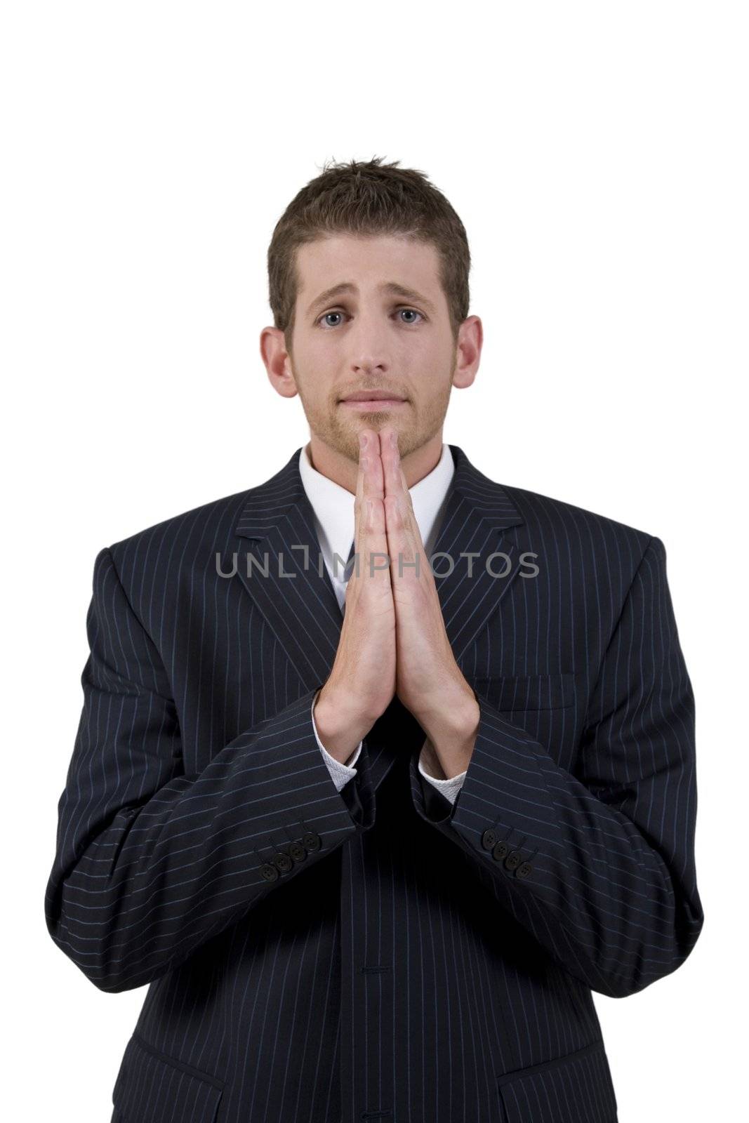 praying man on isolated background