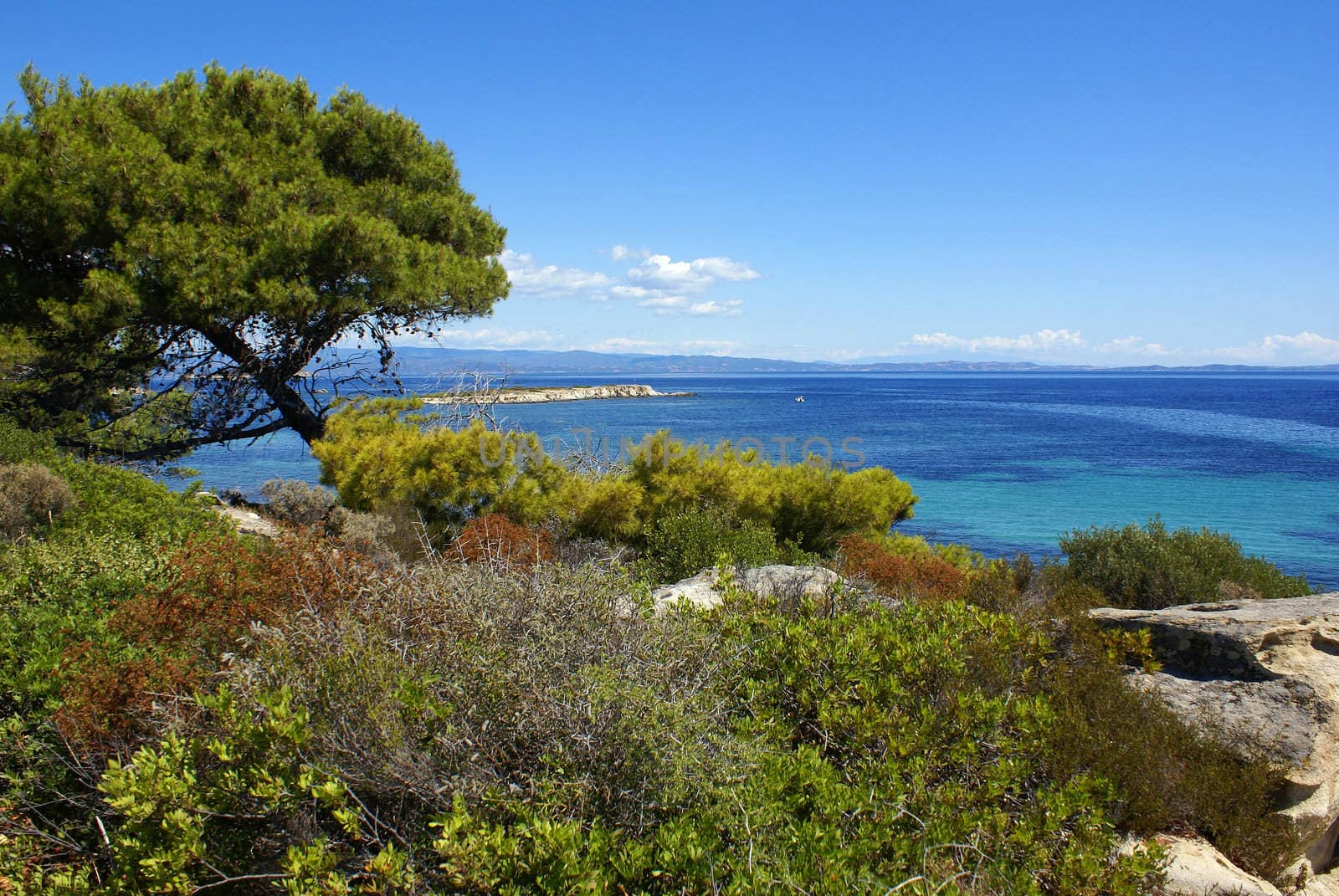 The beautiful coastline of Halkidiki in Vourvourou (Sithonia).