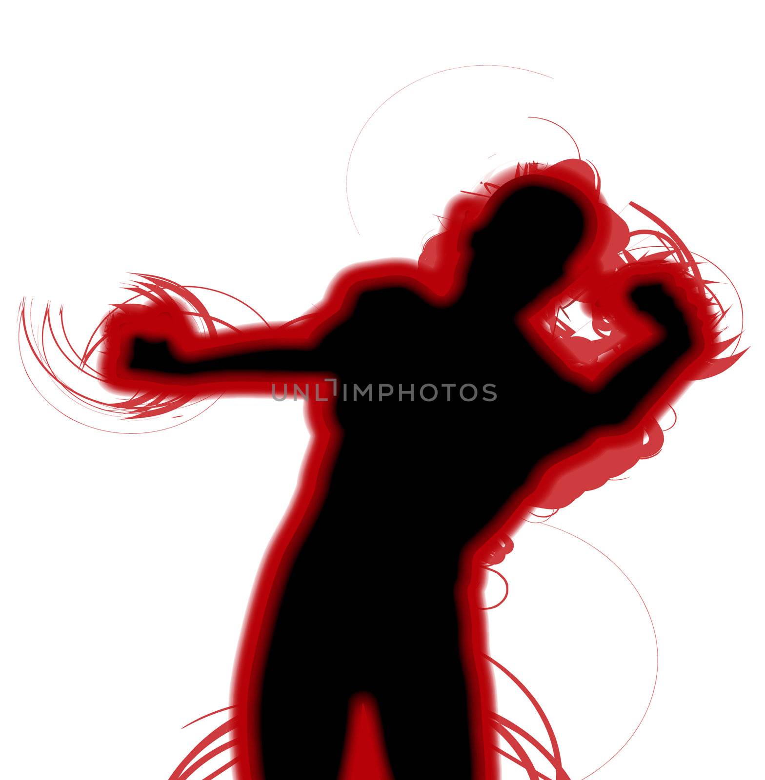 A silhouette of a man who is fighting.