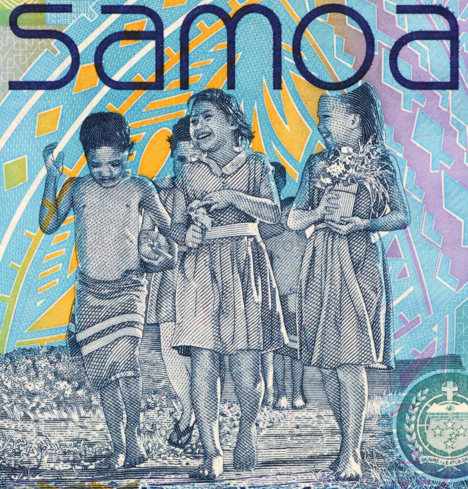 Children on 10 Tala 2008 Banknote from Samoa.