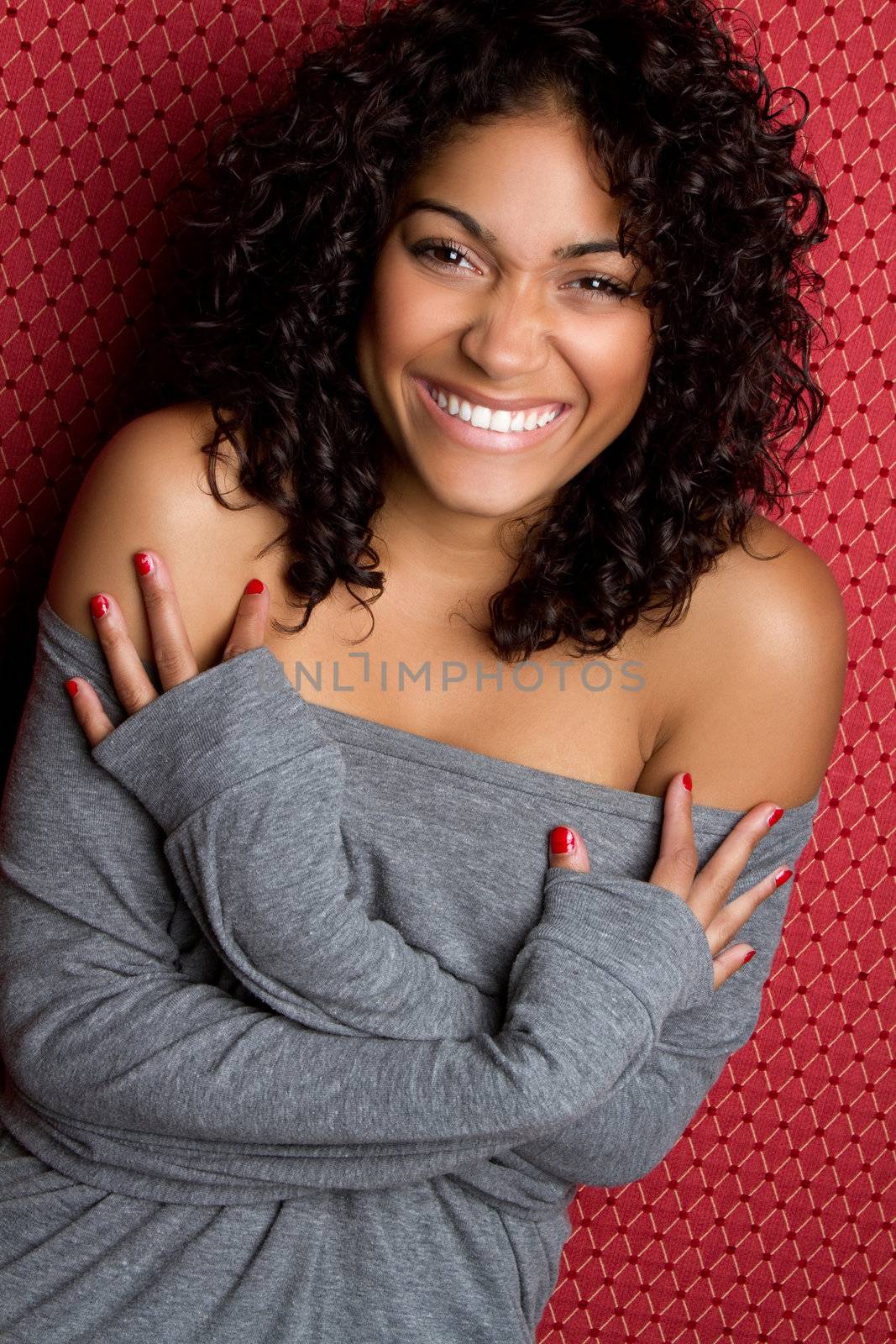 Pretty smiling black woman