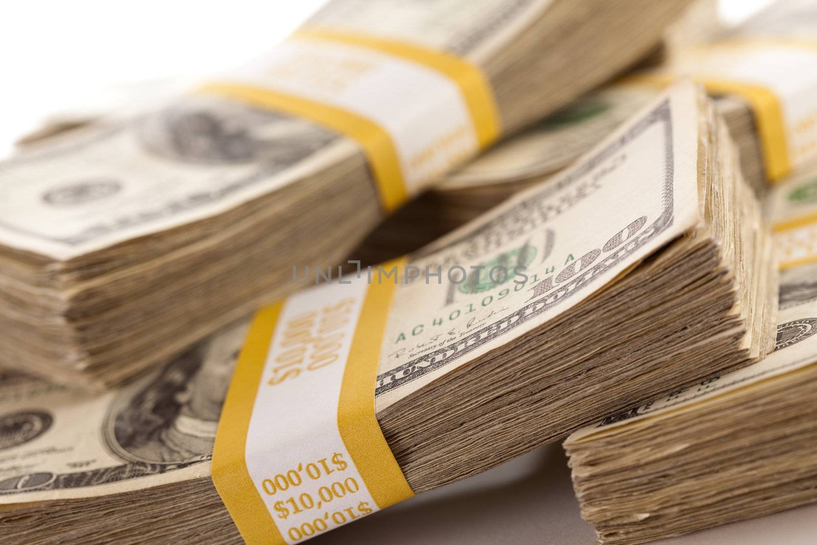 Stacks of Ten Thousand Dollar Piles of One Hundred Dollar Bills 