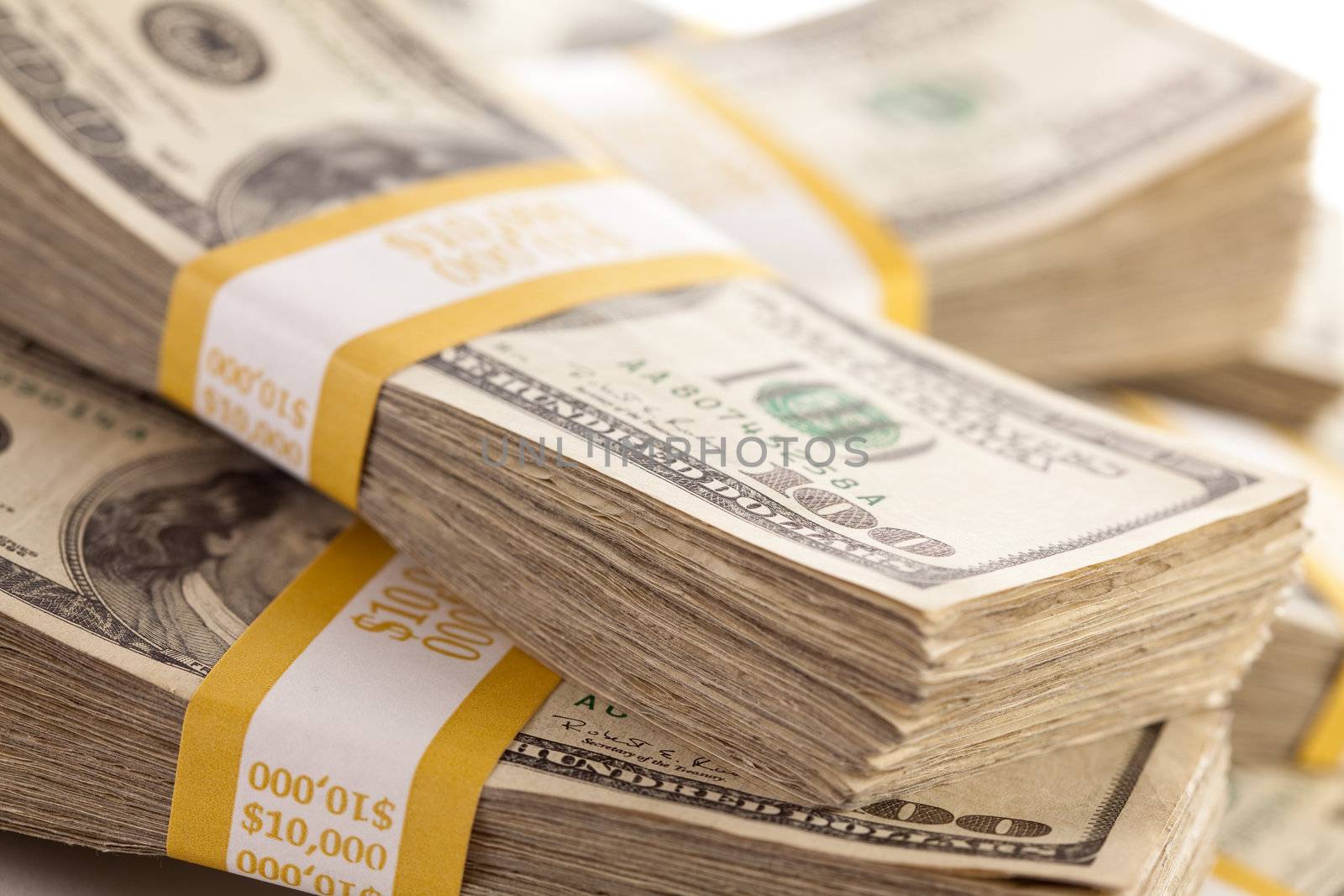 Stacks of Ten Thousand Dollar Piles of One Hundred Dollar Bills 