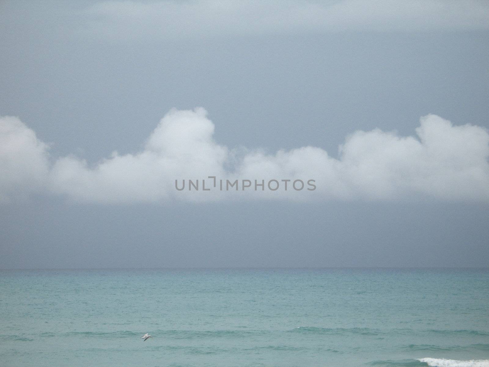 turquoise ocean and dark blue sky