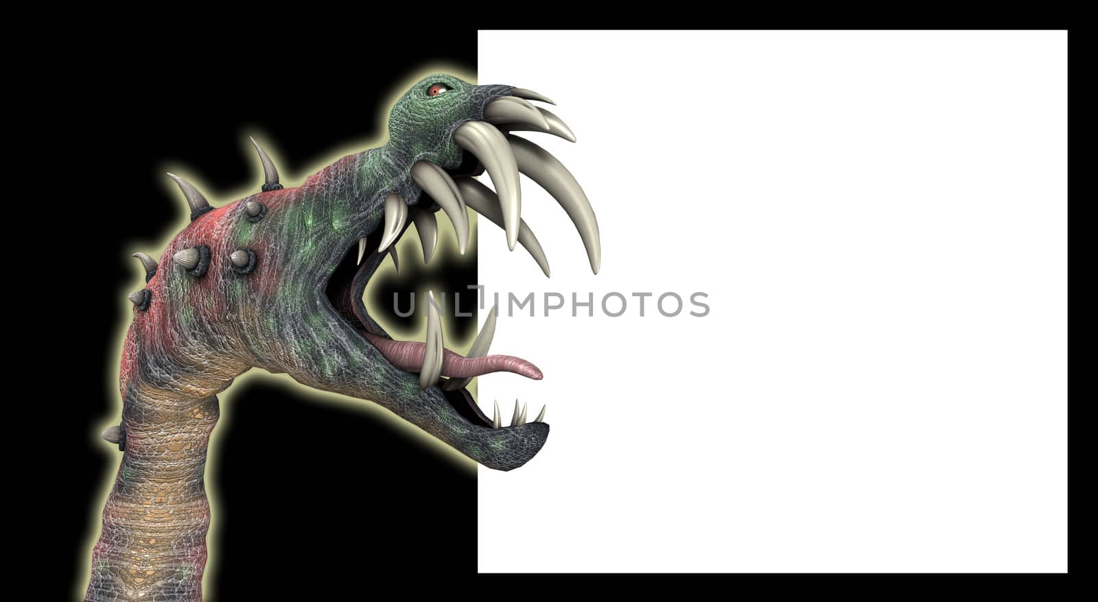 A horrible monster for Halloween with a blank customisable space.