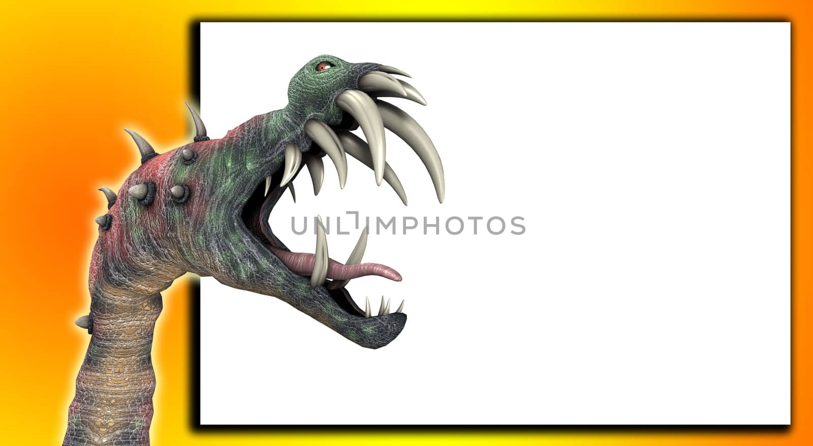 A horrible monster for Halloween with a blank customisable space.