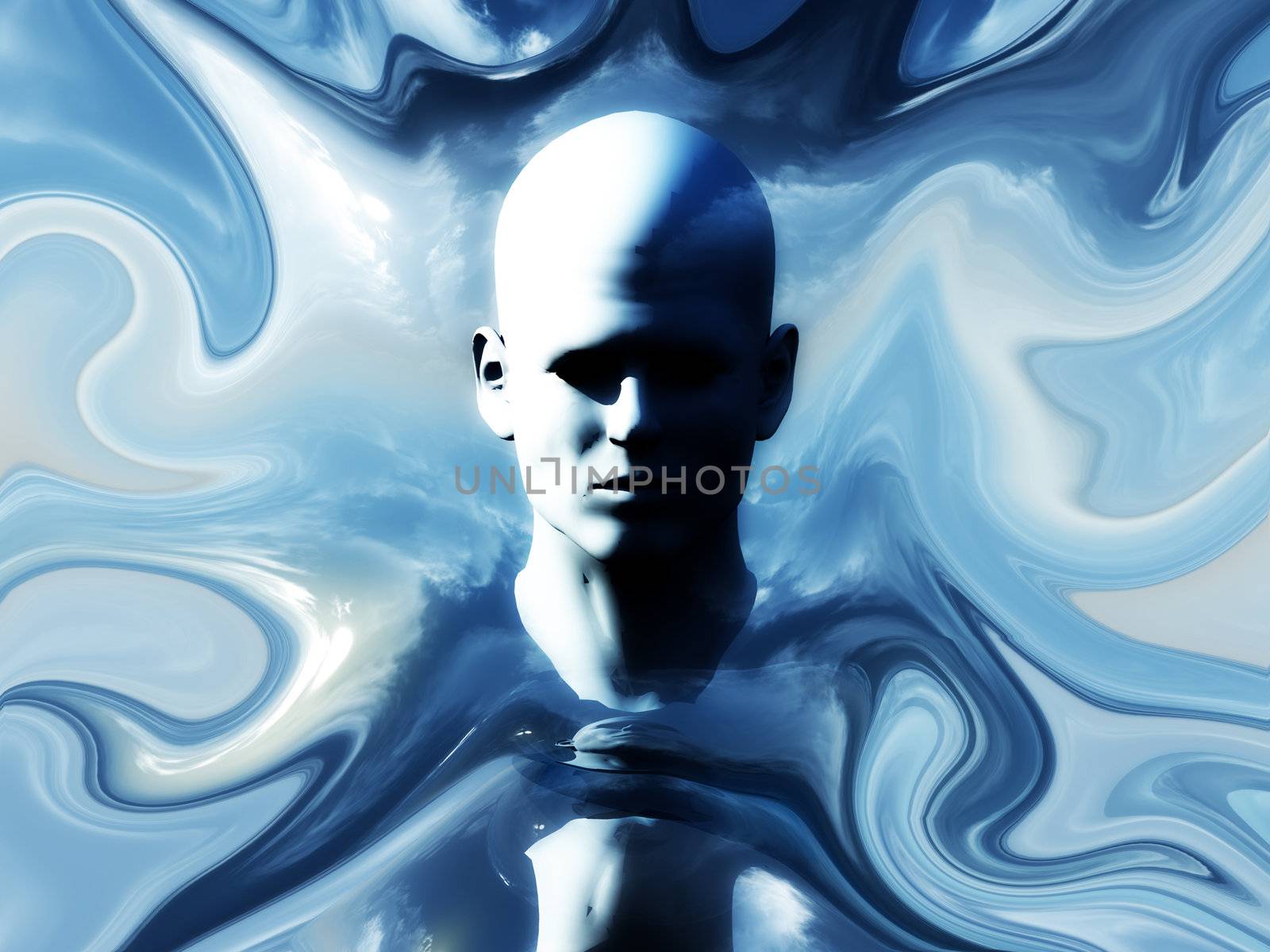 A abstract image of a head with an abstract background.