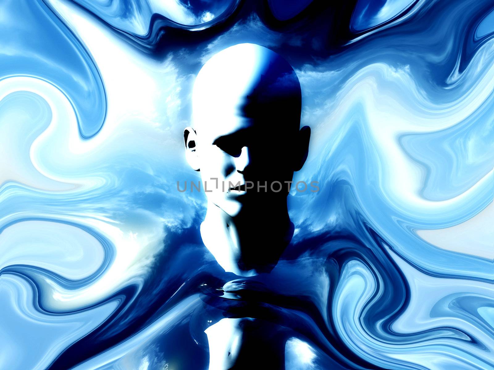 A abstract image of a head with an abstract background.