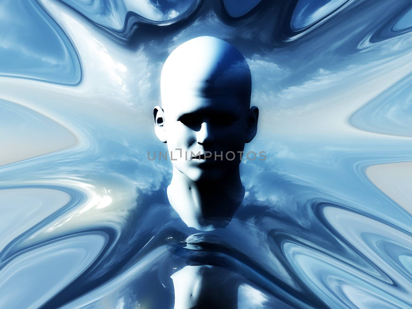 A abstract image of a head with an abstract background.