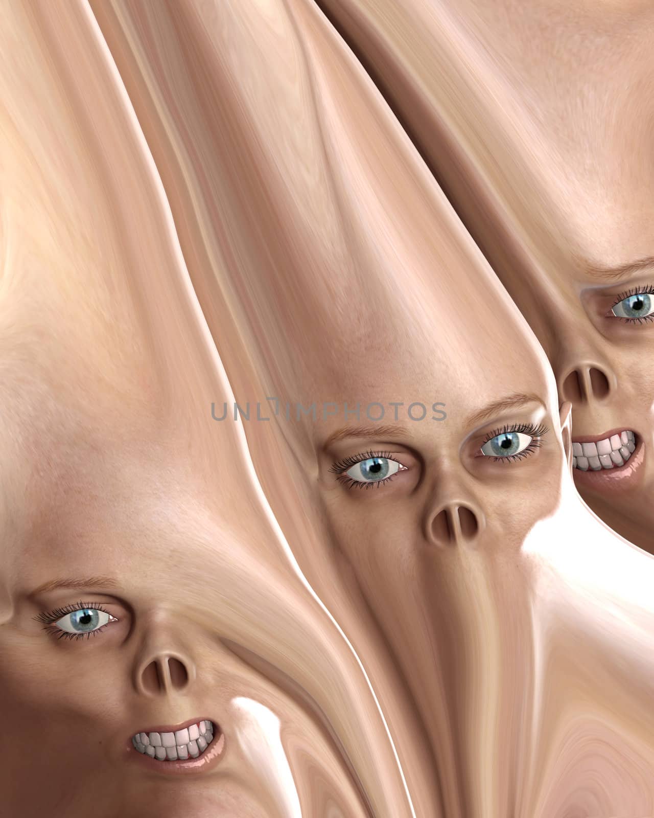 A lot of monster faces joined together by skin.

