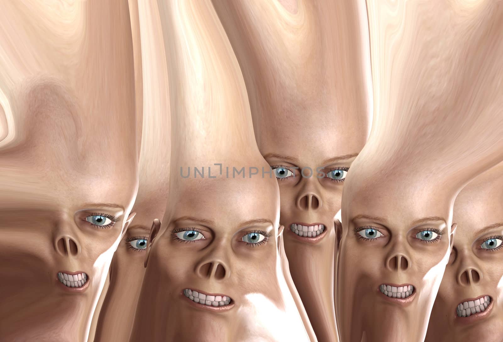 A lot of monster faces joined together by skin.

