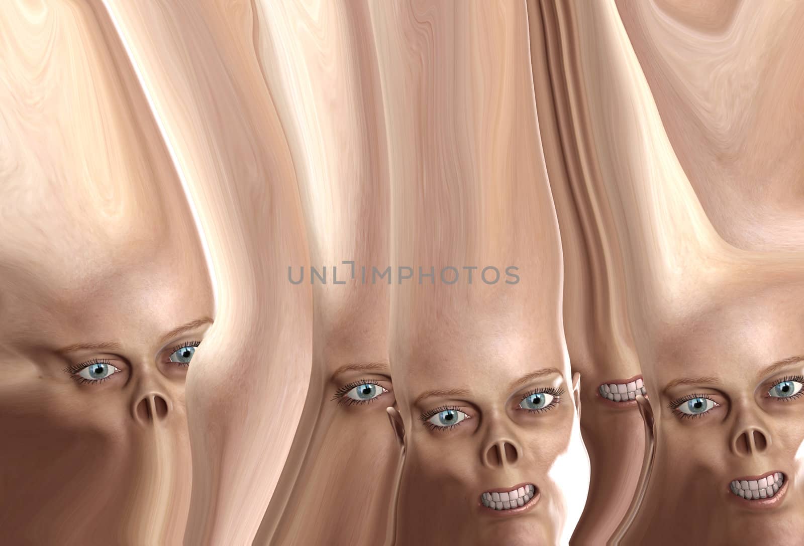 A lot of monster faces joined together by skin.

