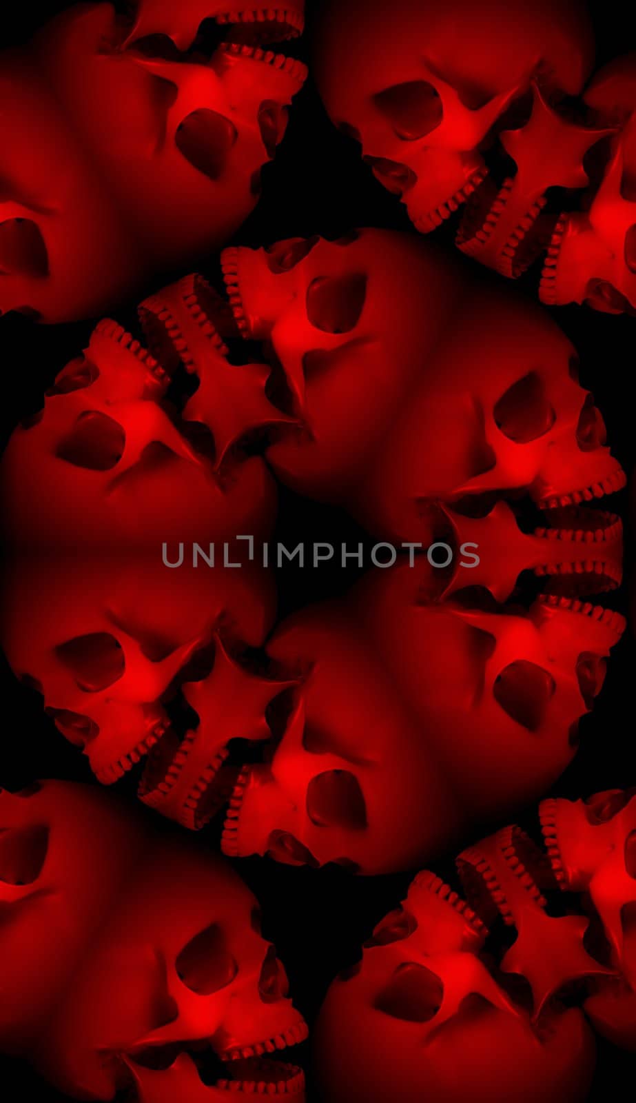 A seamless pattern made from skulls. It could also represent the concept of death.

