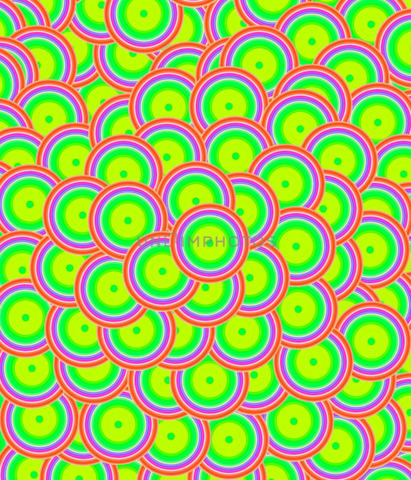 An abstract background made out of colour circles.