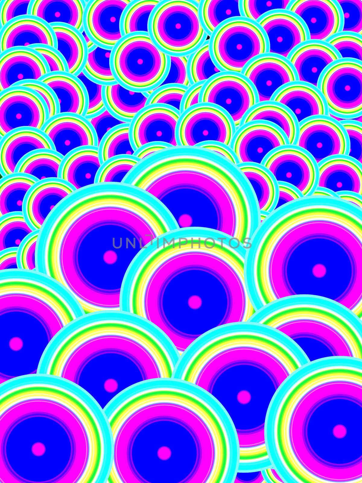 An abstract background made out of colour circles.