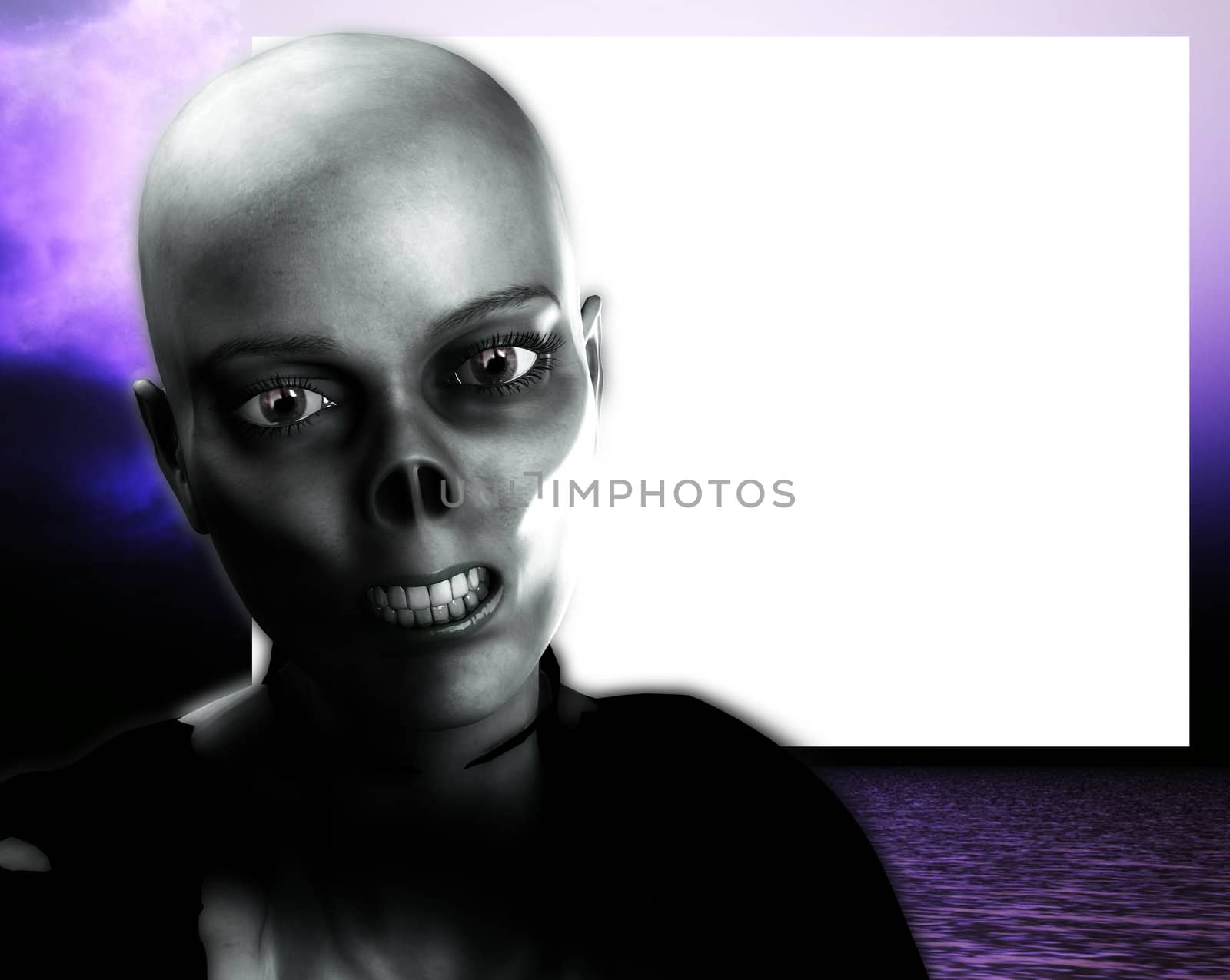 
A Zombie with a blank customisable sign.