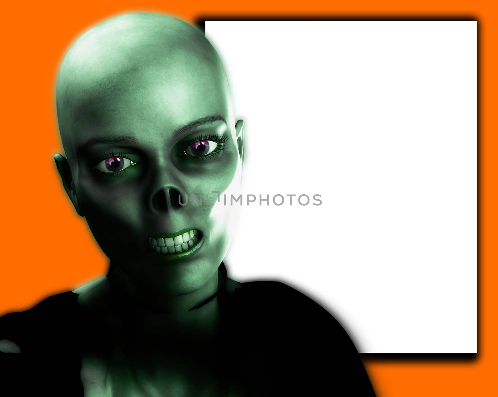 
A Zombie with a blank customisable sign.