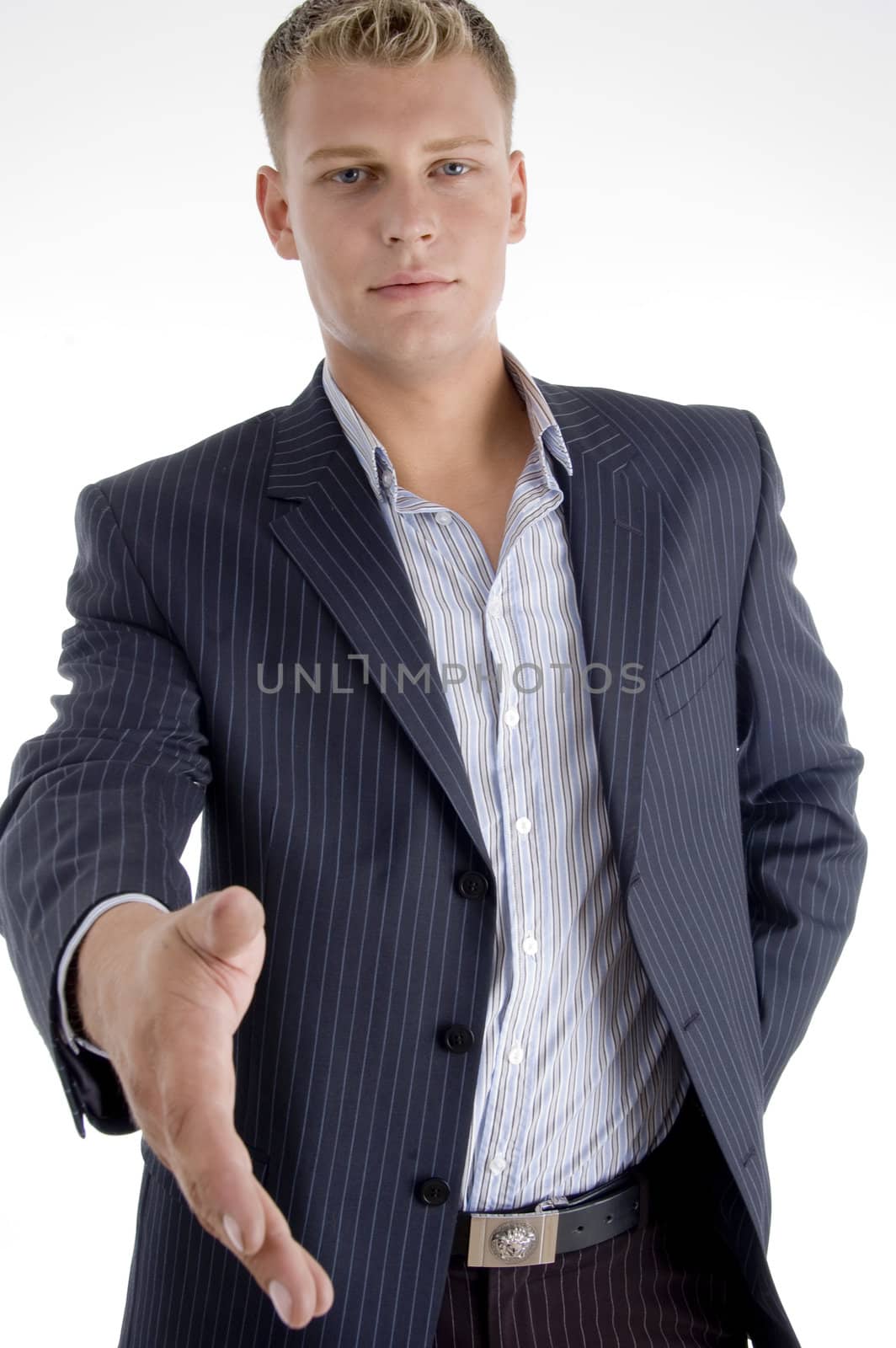 businessman offering handshake on an isolated background