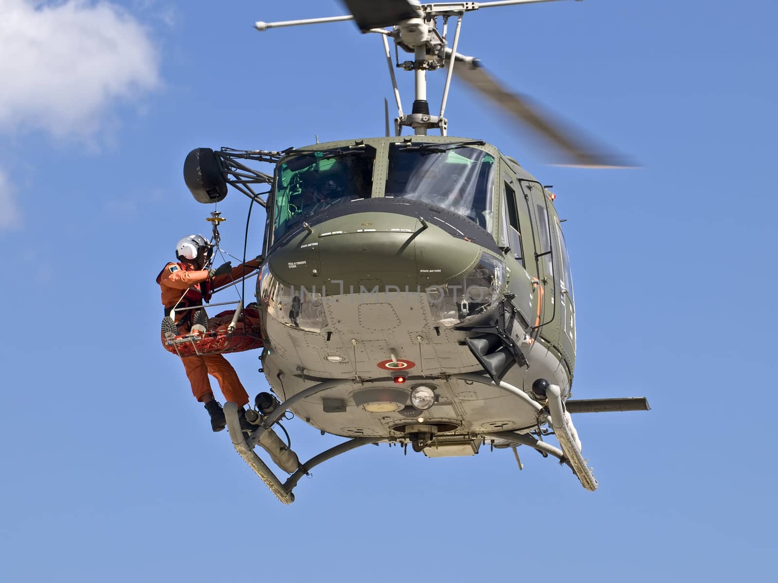 MALTA - OCTOBER 05 2008 - Military Huey UH1-N helicopter rescue