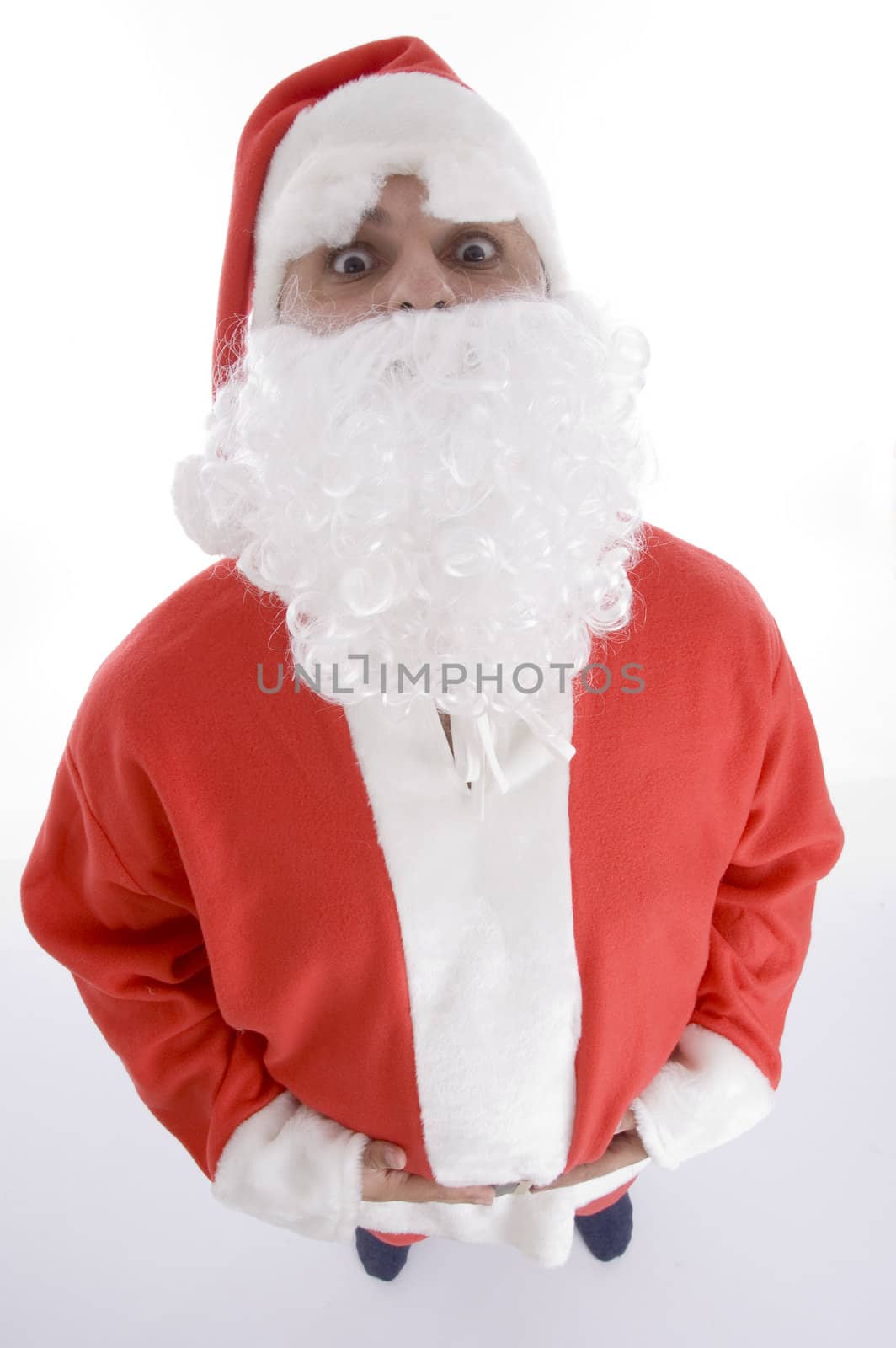 high angle view of santa clause against white background