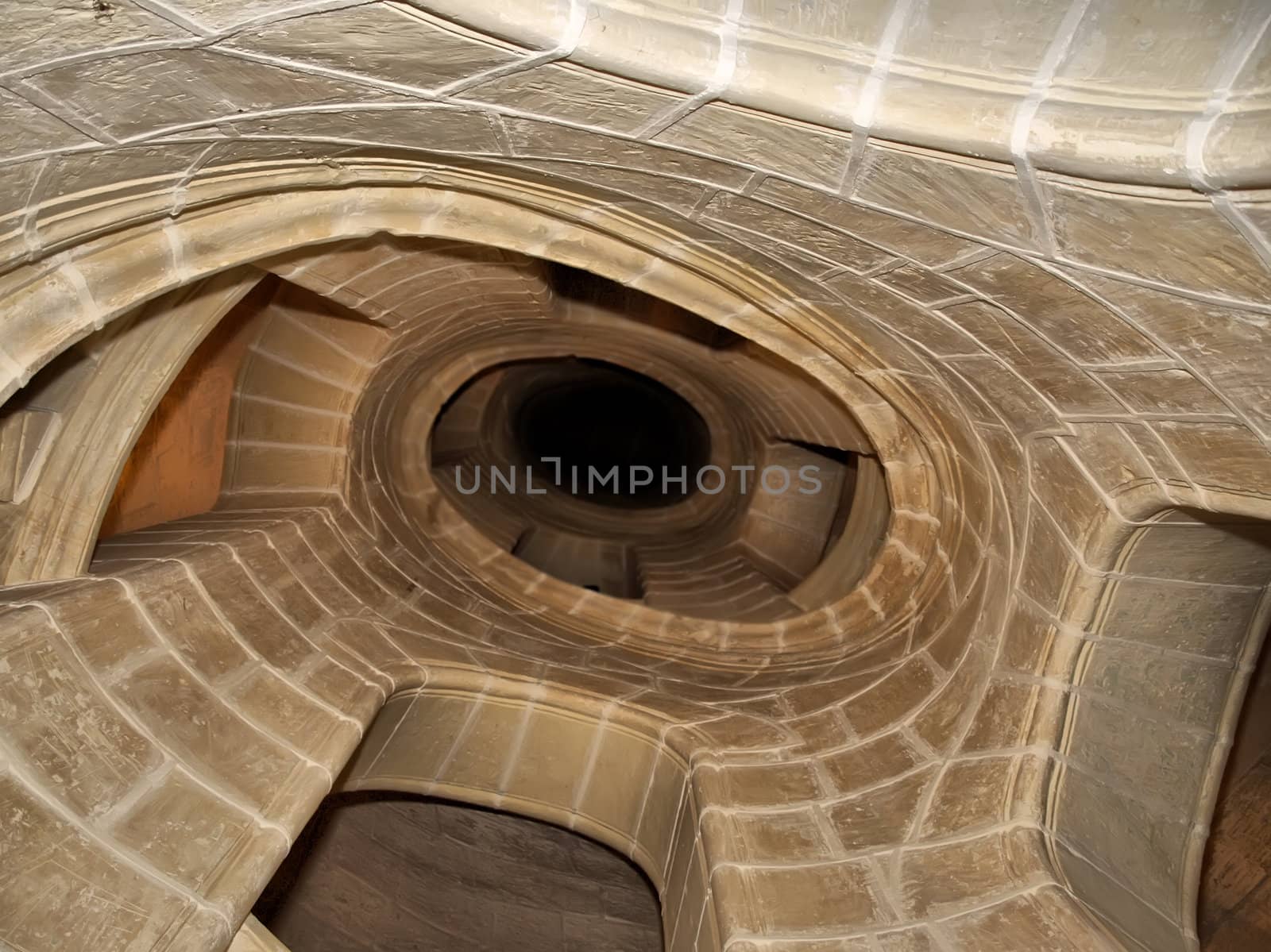 Abstract view of spiral staircase inside Verdala Castle in Malta