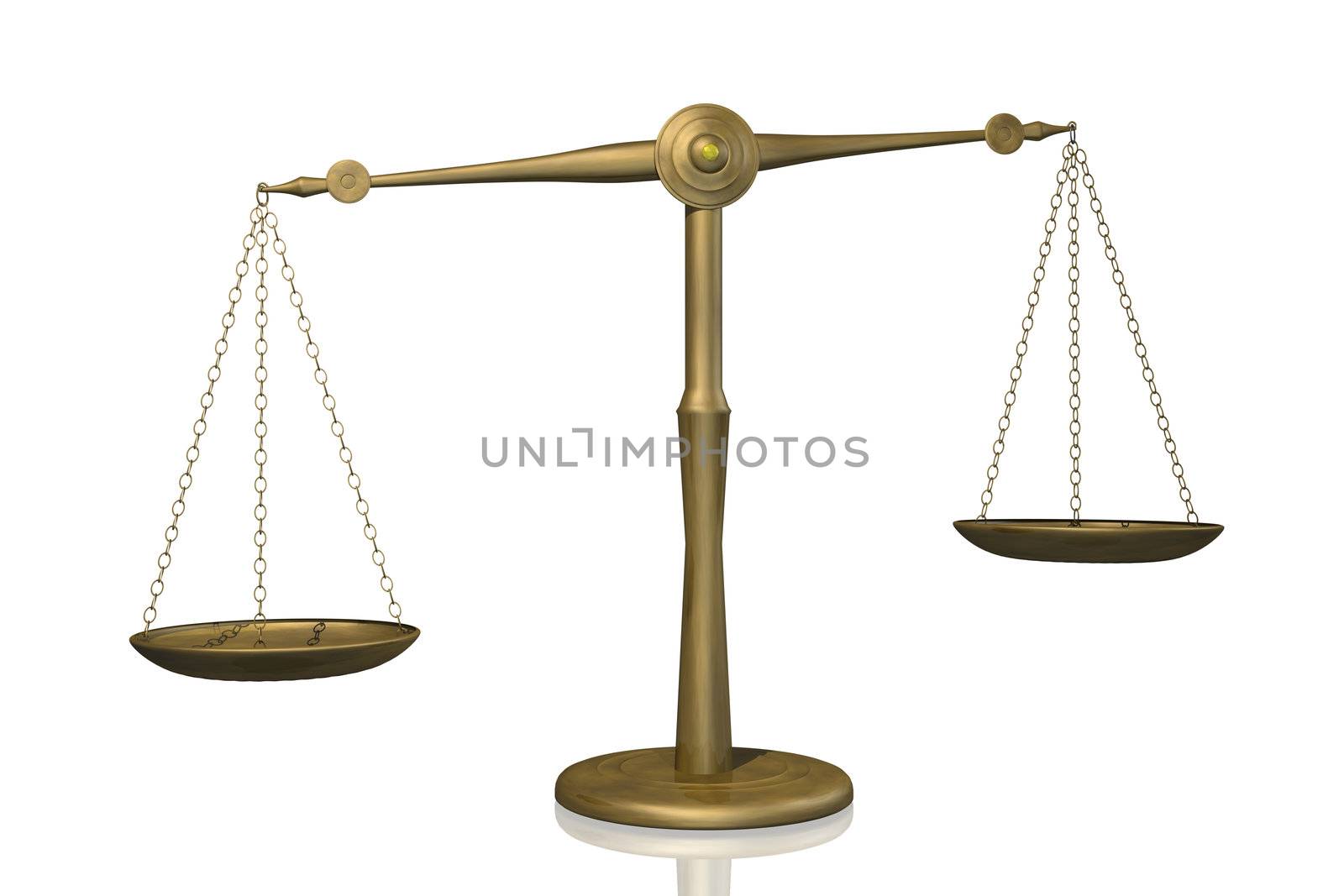 Concept image of a balance shown with a scale isolated on a white background.