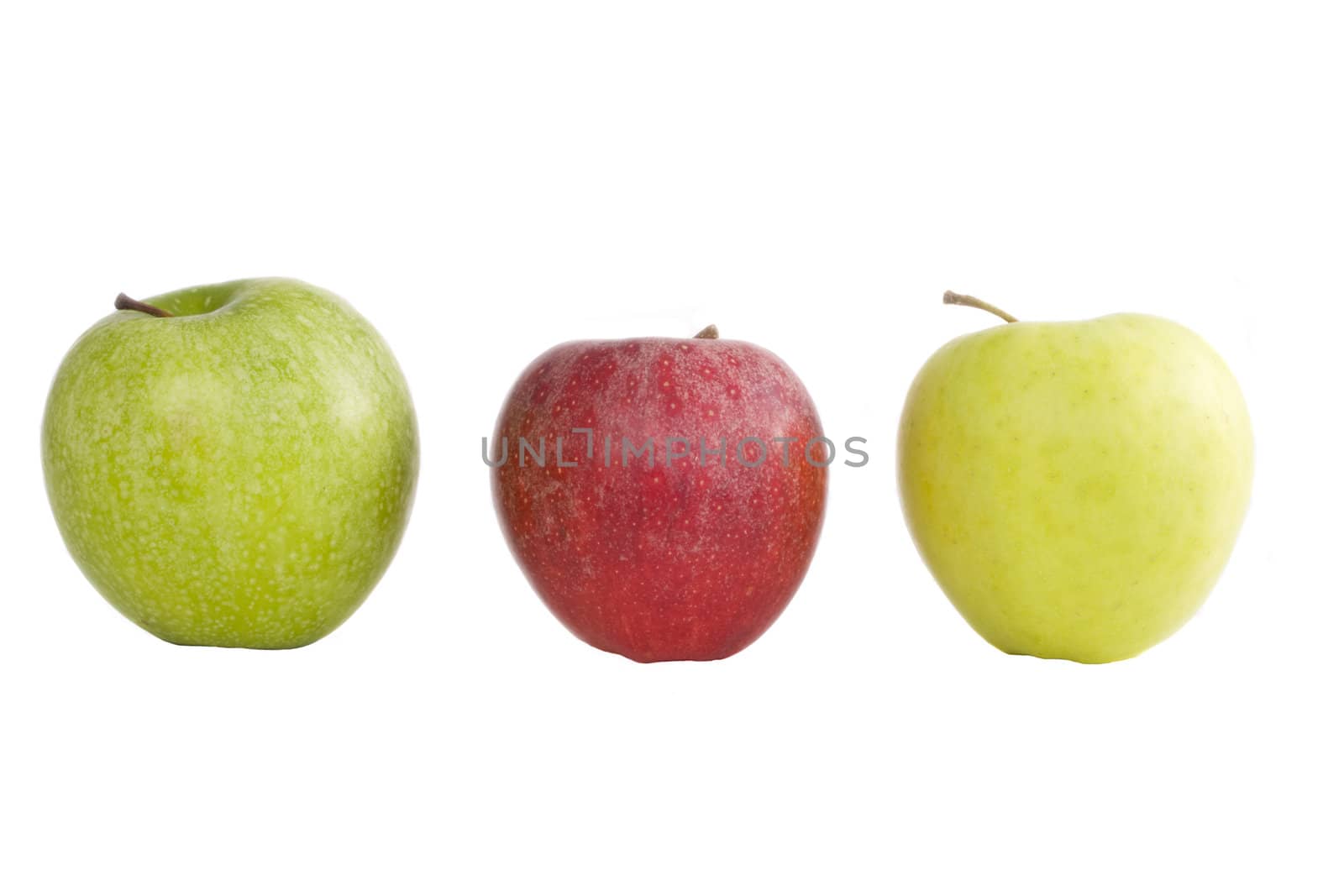three apples isolated on white background by bernjuer