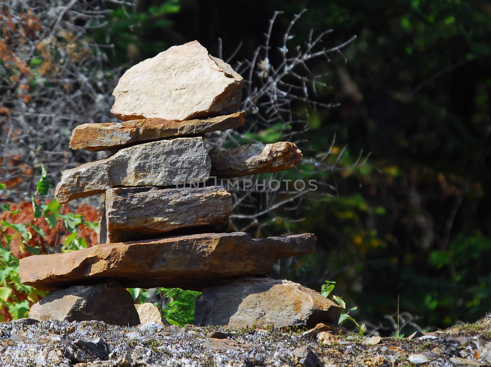 A real Inukshuk found along a northern road in canada