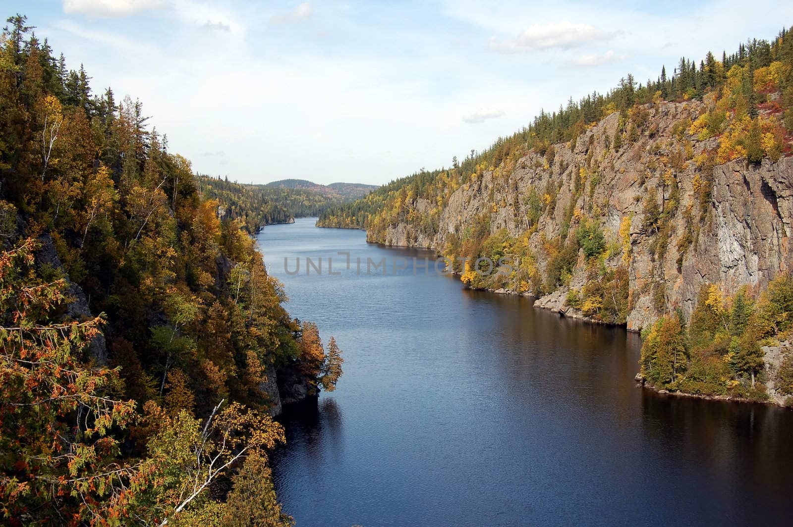 Colorfull landscape showing a river in autumn