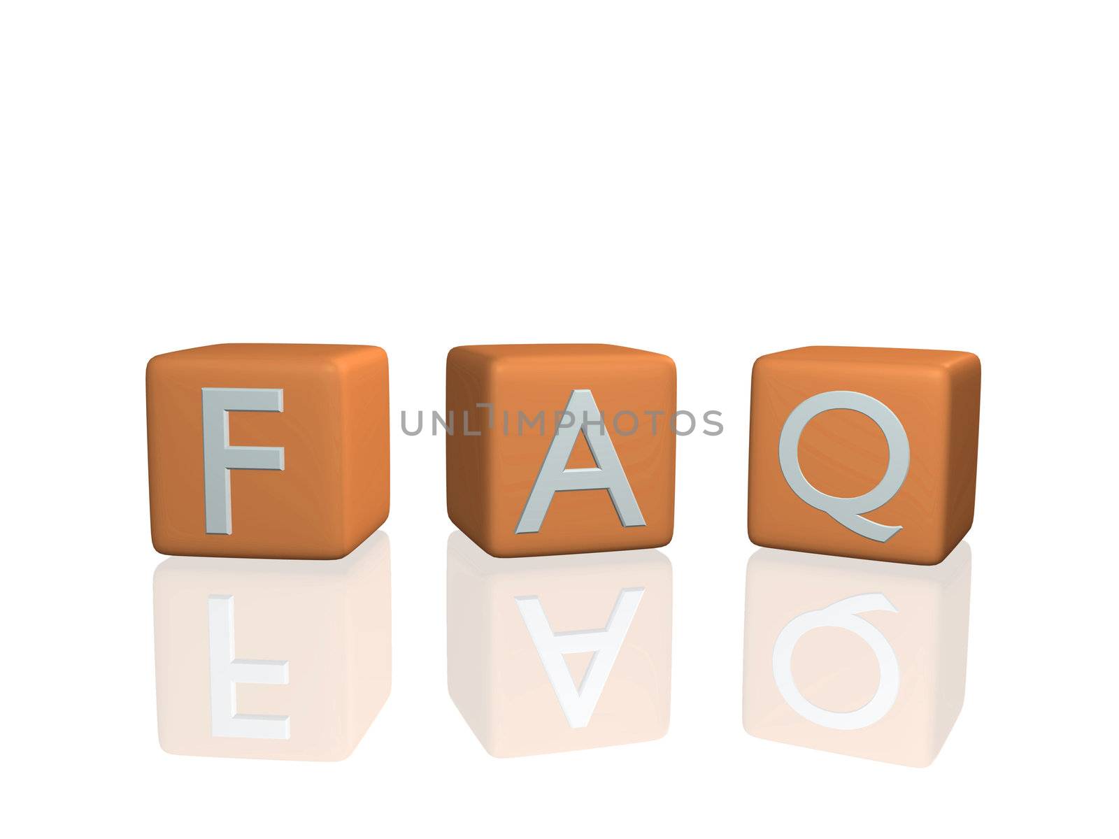 Image of FAQ on 3D cubes isolated on a white background.