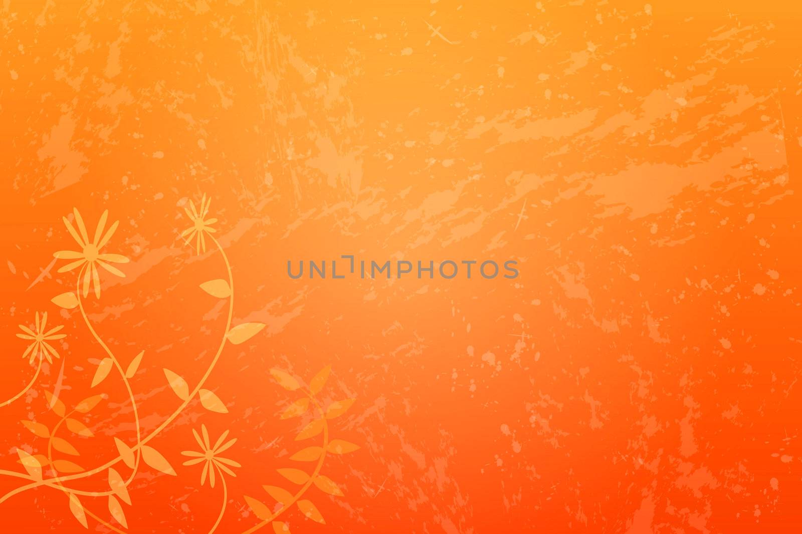 Image of an orange grunge floral background.