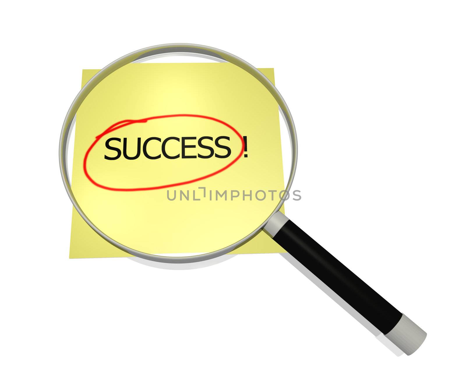 Image of a magnifying glass focusing on the word "Success".