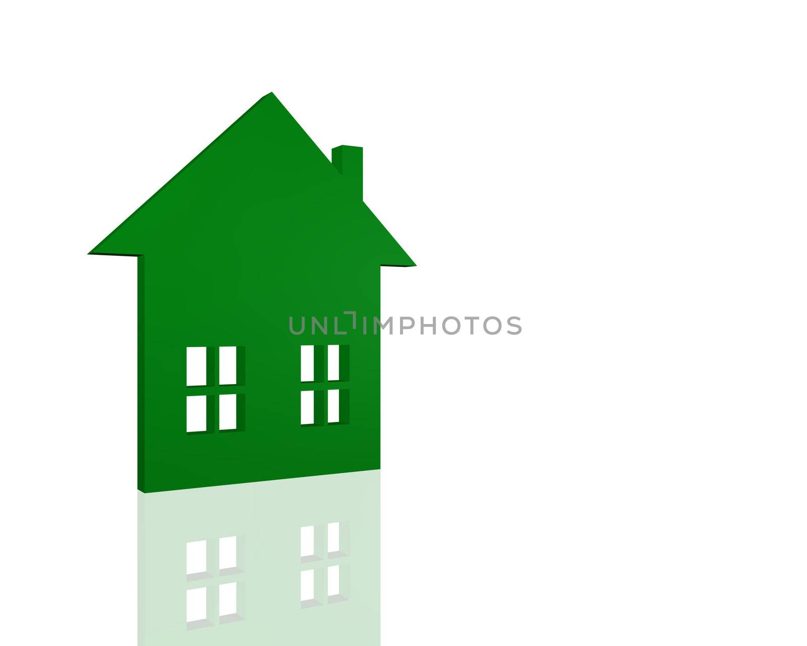 Image of a 3D symbol of a house isolated on a white background.