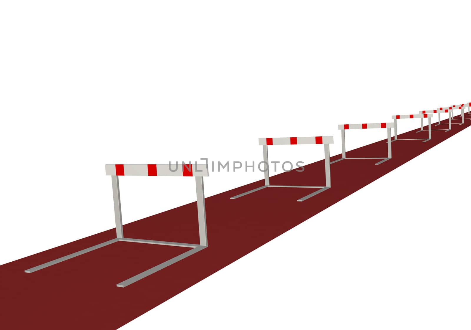 Image of many hurtles on a track isolated on a white background.