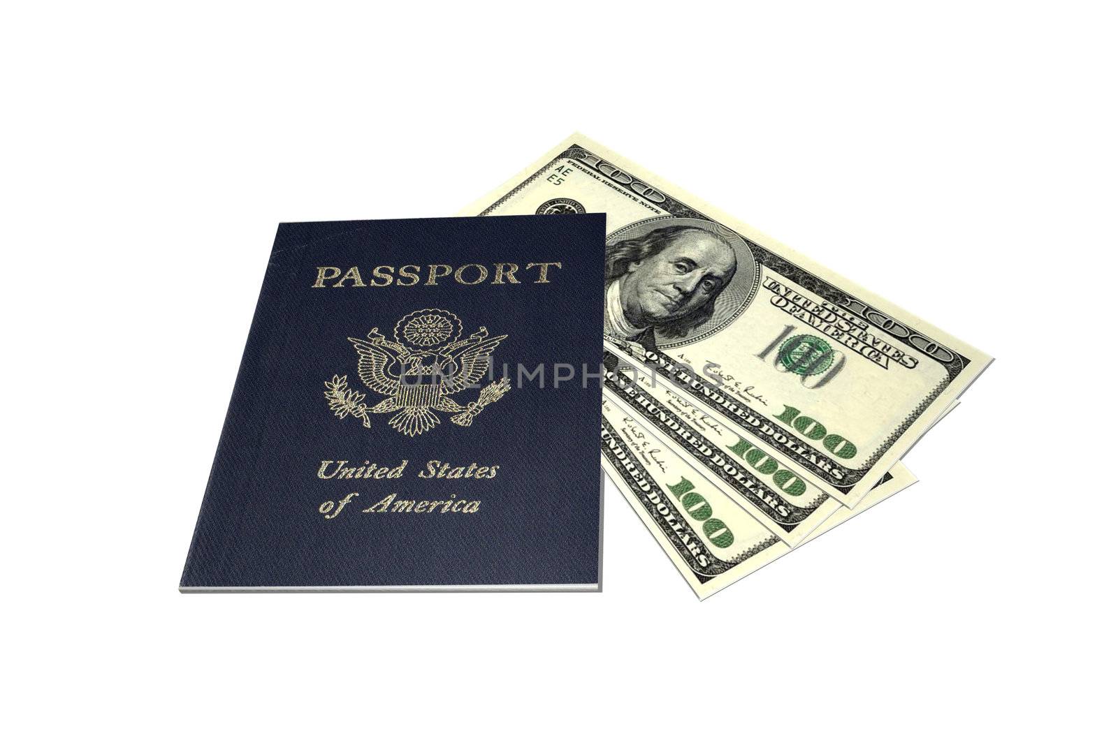 Image of a U.S. passport and money.