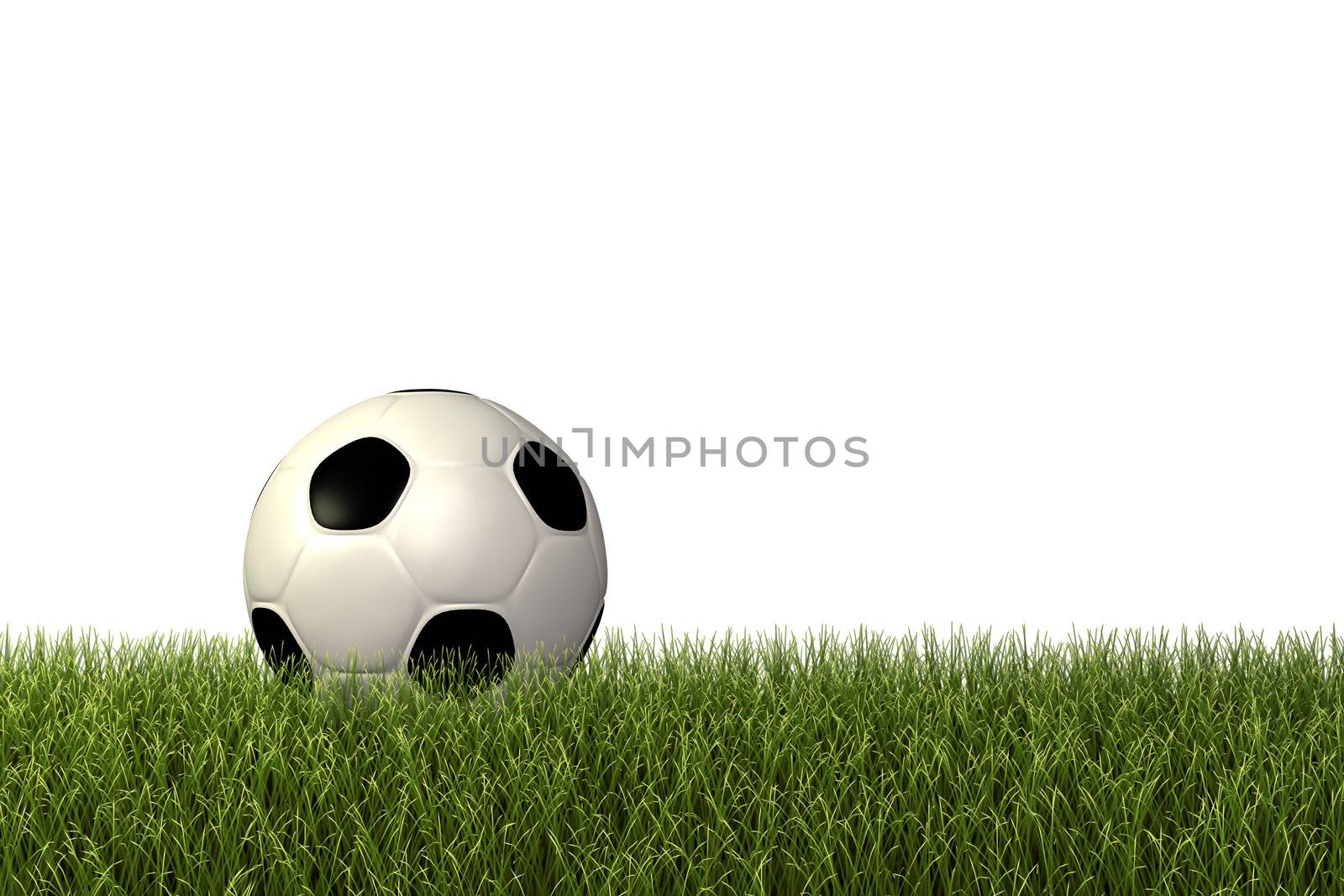 Image of  a football / soccerball on green grass.