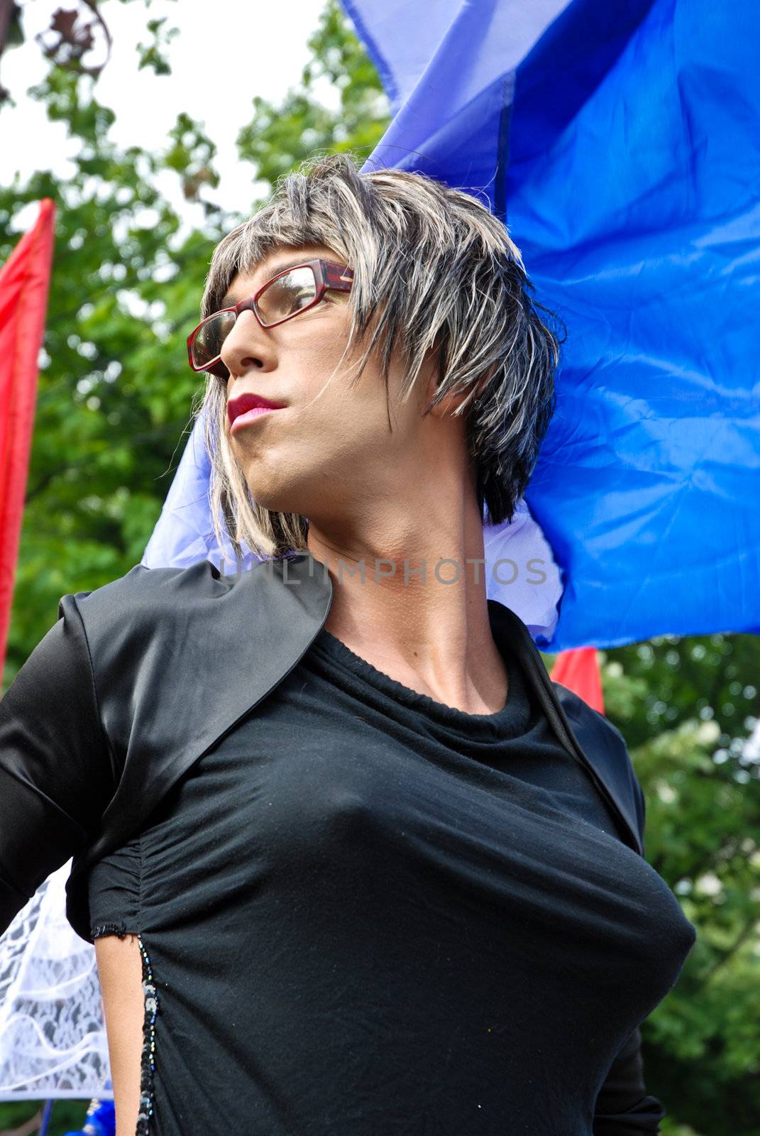 BUCHAREST - MAY 22 : Participants parade at Gay Fest Parade May 22, 2010 in Bucharest, Romania