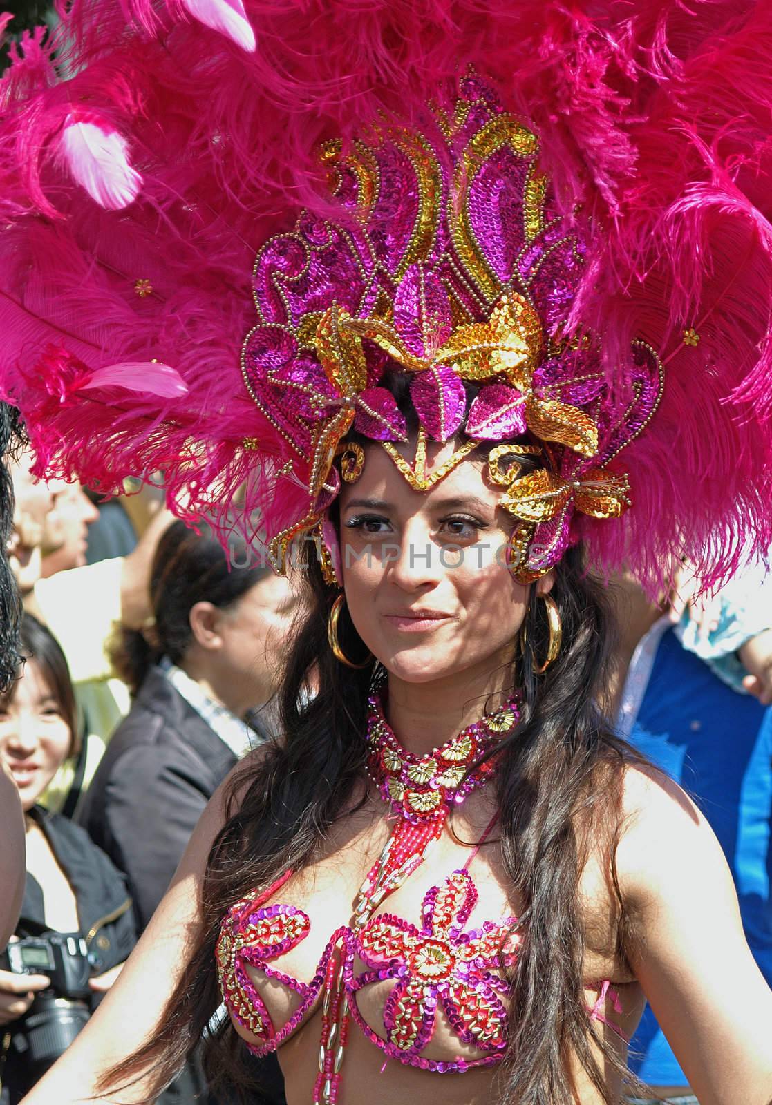 COPENHAGEN - MAY 22: 28th annual Copenhagen Carnival parade of fantastic costumes, samba dancing and Latin styles starts on May 21 - 23. The festivities on this colourful tradition is admission free.