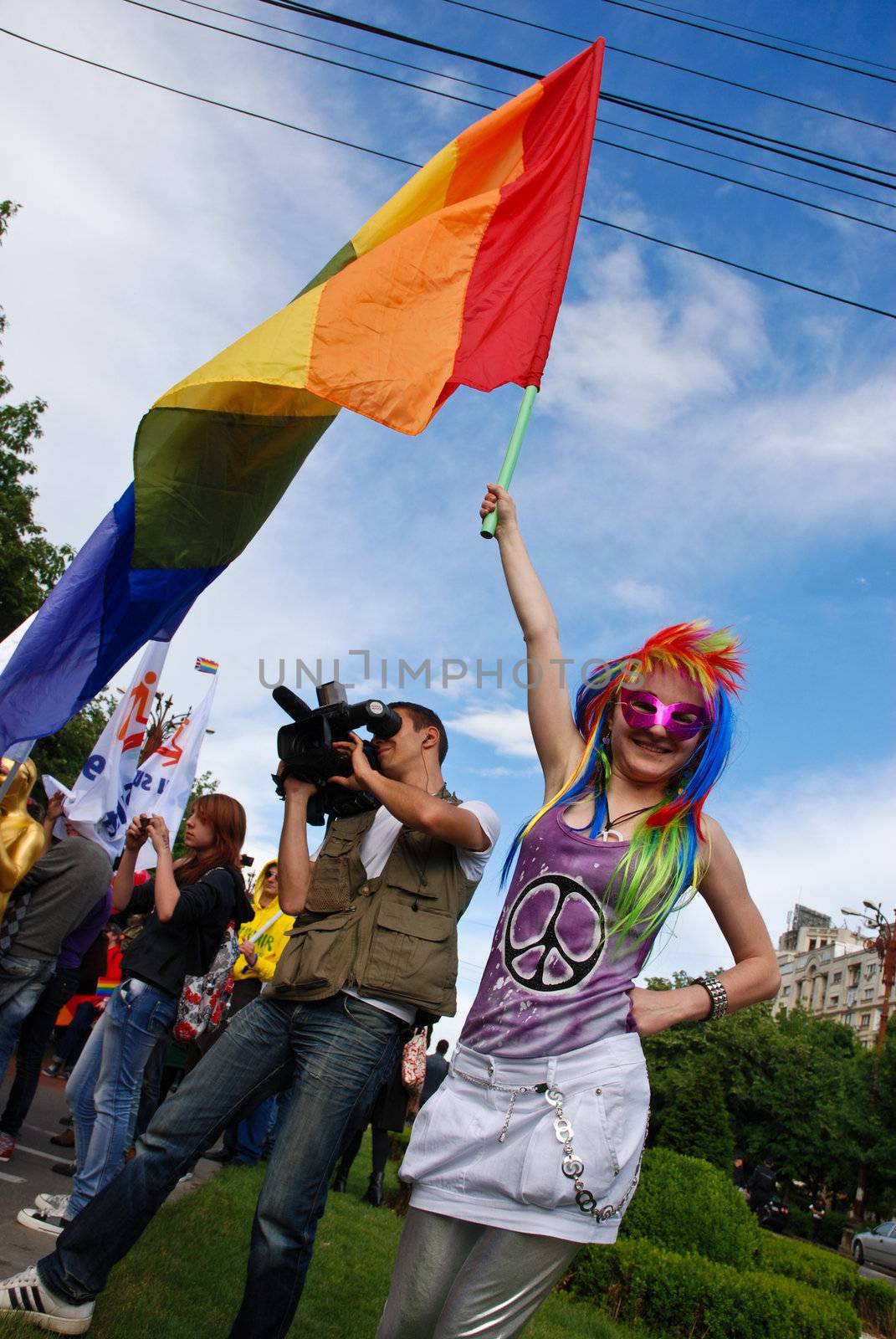 Participants parade at Gay Fest Parade May 22, 2010 in Bucharest, Romania by marimar8989