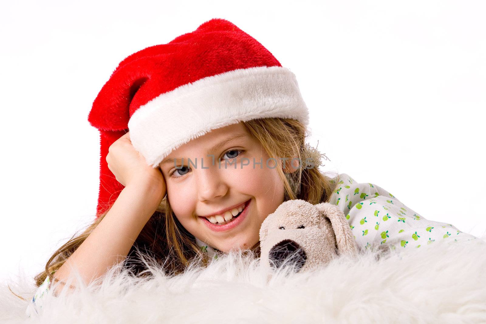 Happy blond girl and her christmas thoughts
