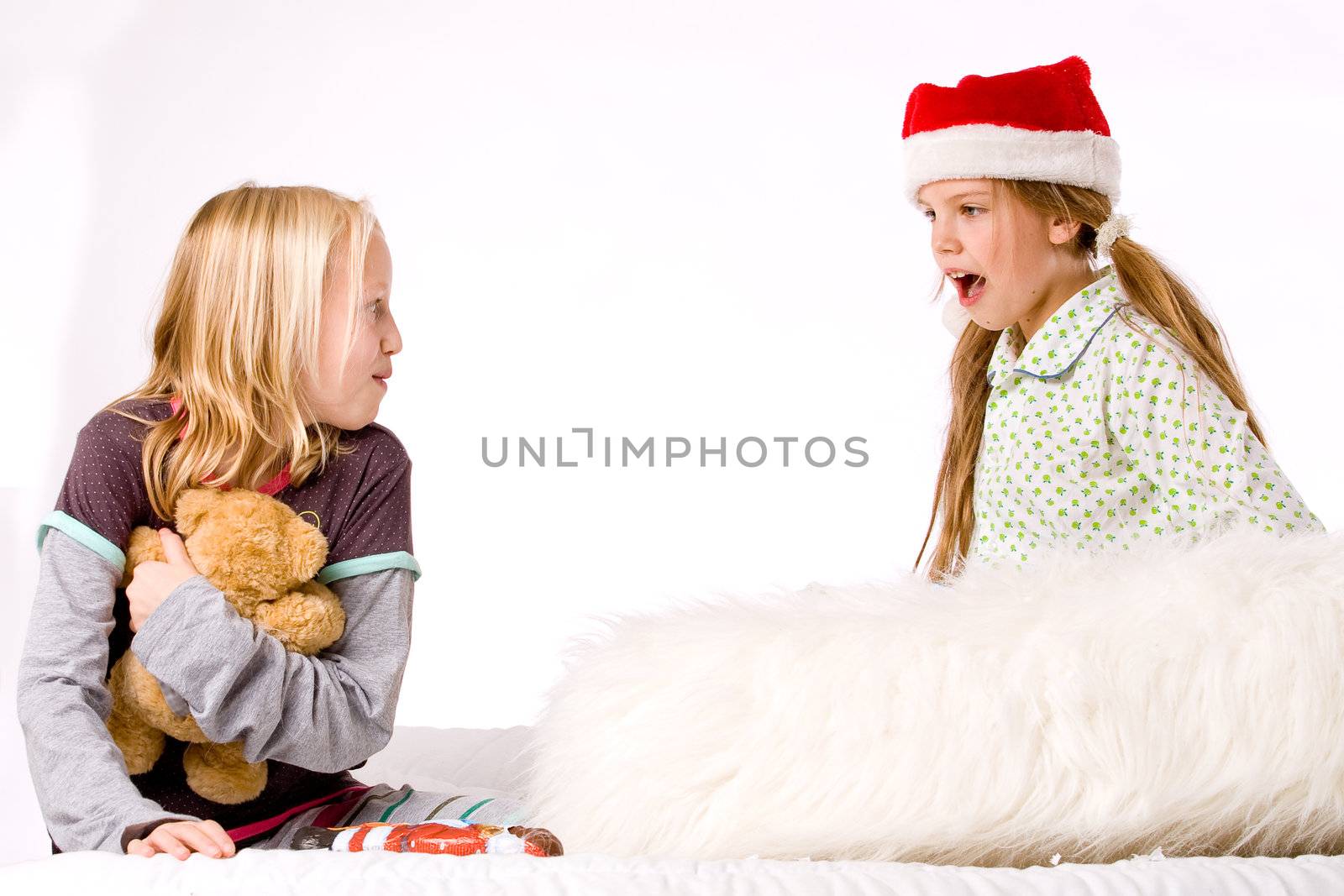 Two children having a fight about the present