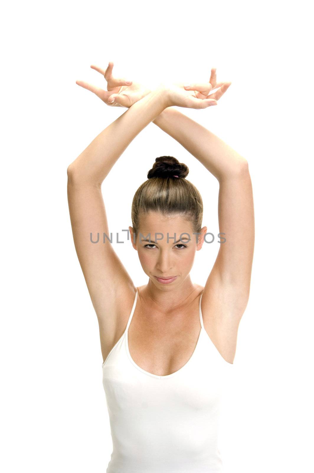 female in dance pose on an isolated background